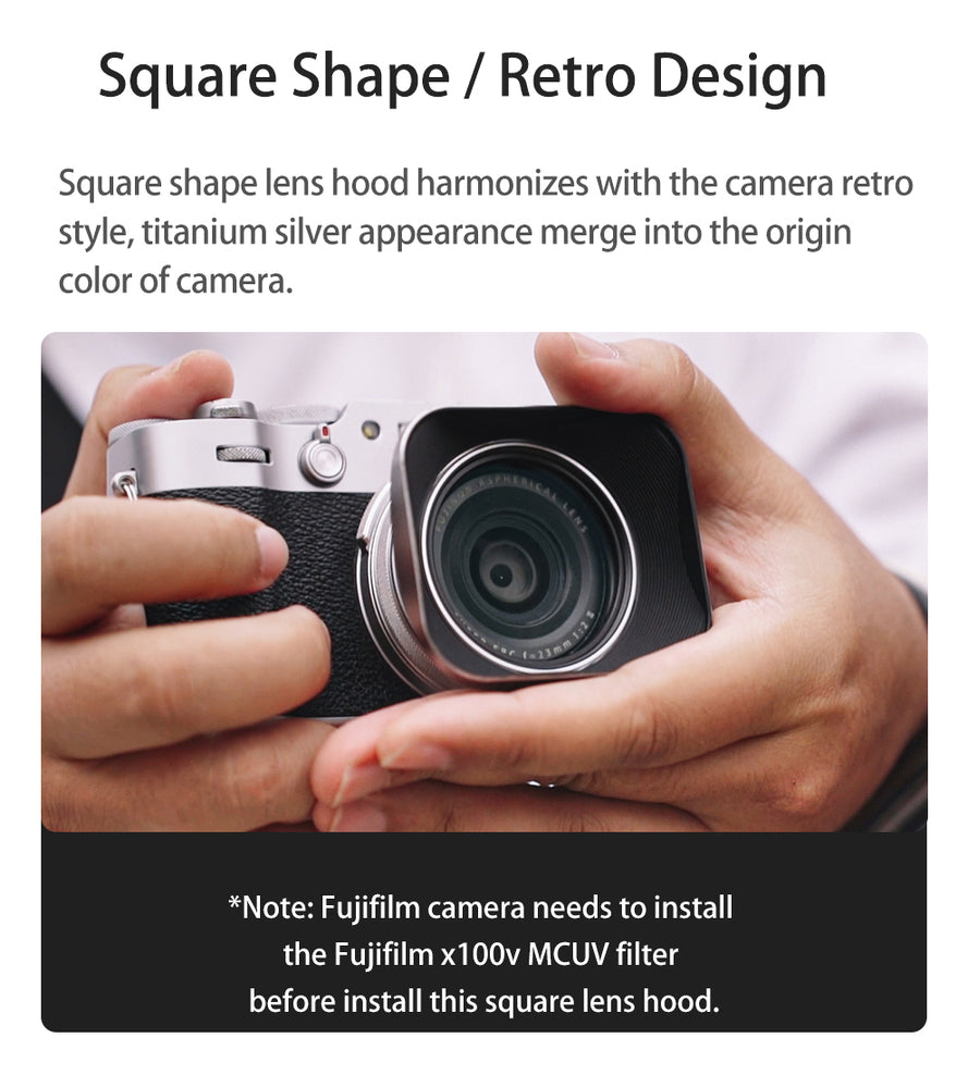 Kase Square Lens Hood for Fujifilm X100VI Series in Black
