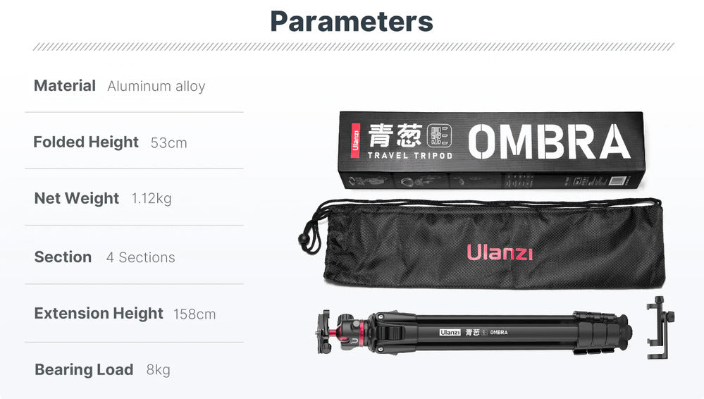 Ulanzi Ombra Aluminum Travel Tripod (Black)