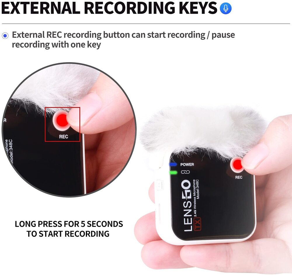 LENSGO 348C 2.4G Wireless Lavalier Microphone System