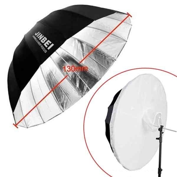 JINBEI 51" (130CM) DEEP UMBRELLA BLACK & SILVER COMBO WITH CLOTH