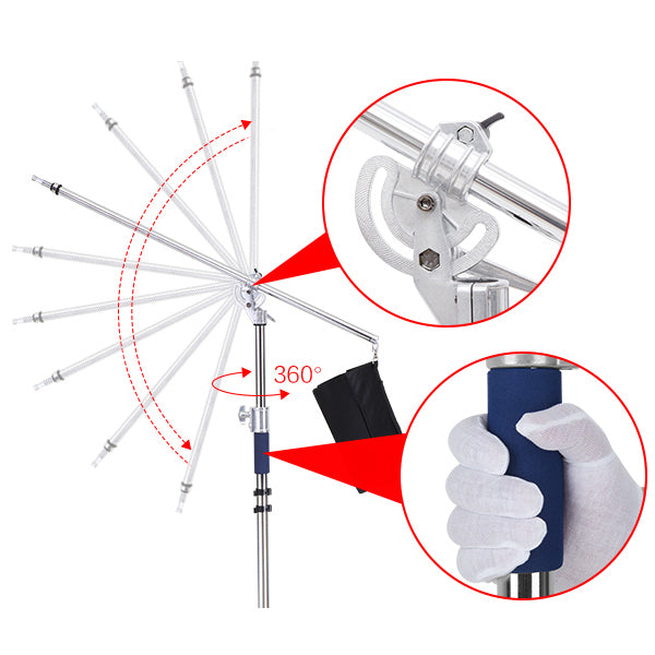 JINBEI 2-IN-1 3 Metre HYBRID STEEL C STAND WITH BOOM ARM MAX LOAD 20KG
