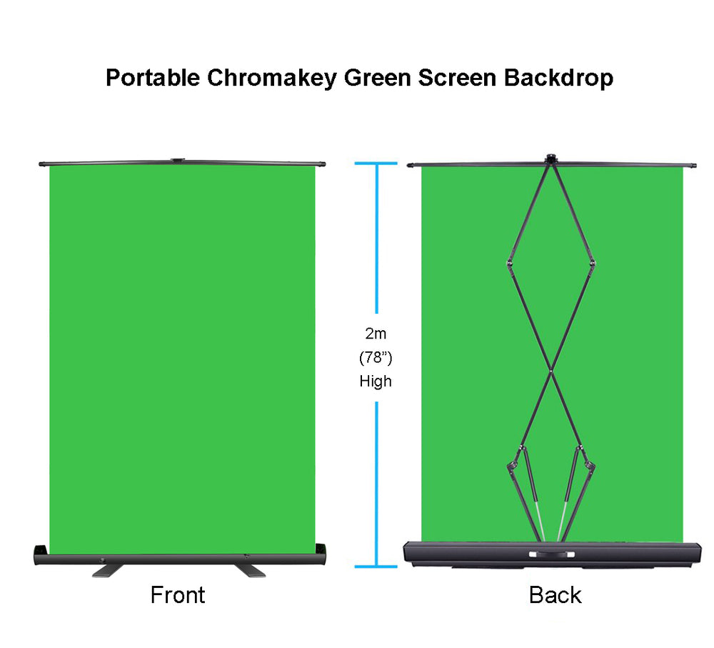 MC FOTO Portable Pull Up Chromakey Green Backdrop 150 x 200cm