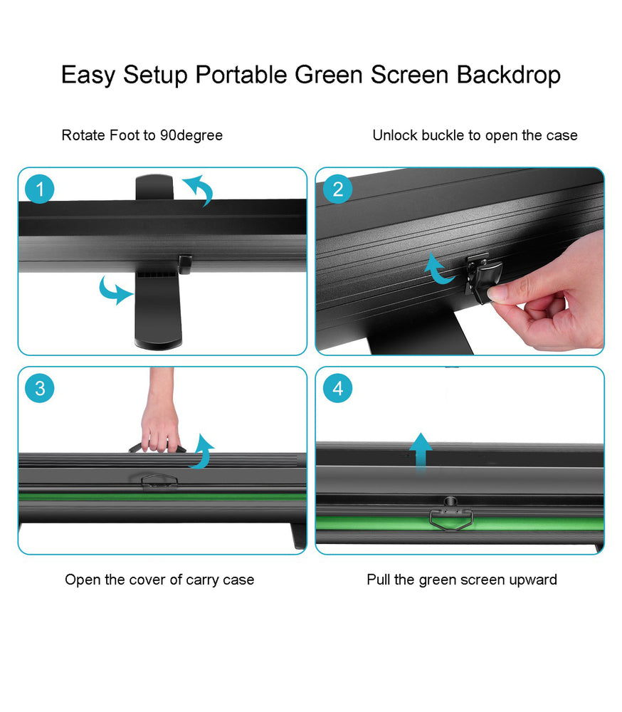 MC FOTO Portable Pull Up Chromakey Green Backdrop 150 x 200cm