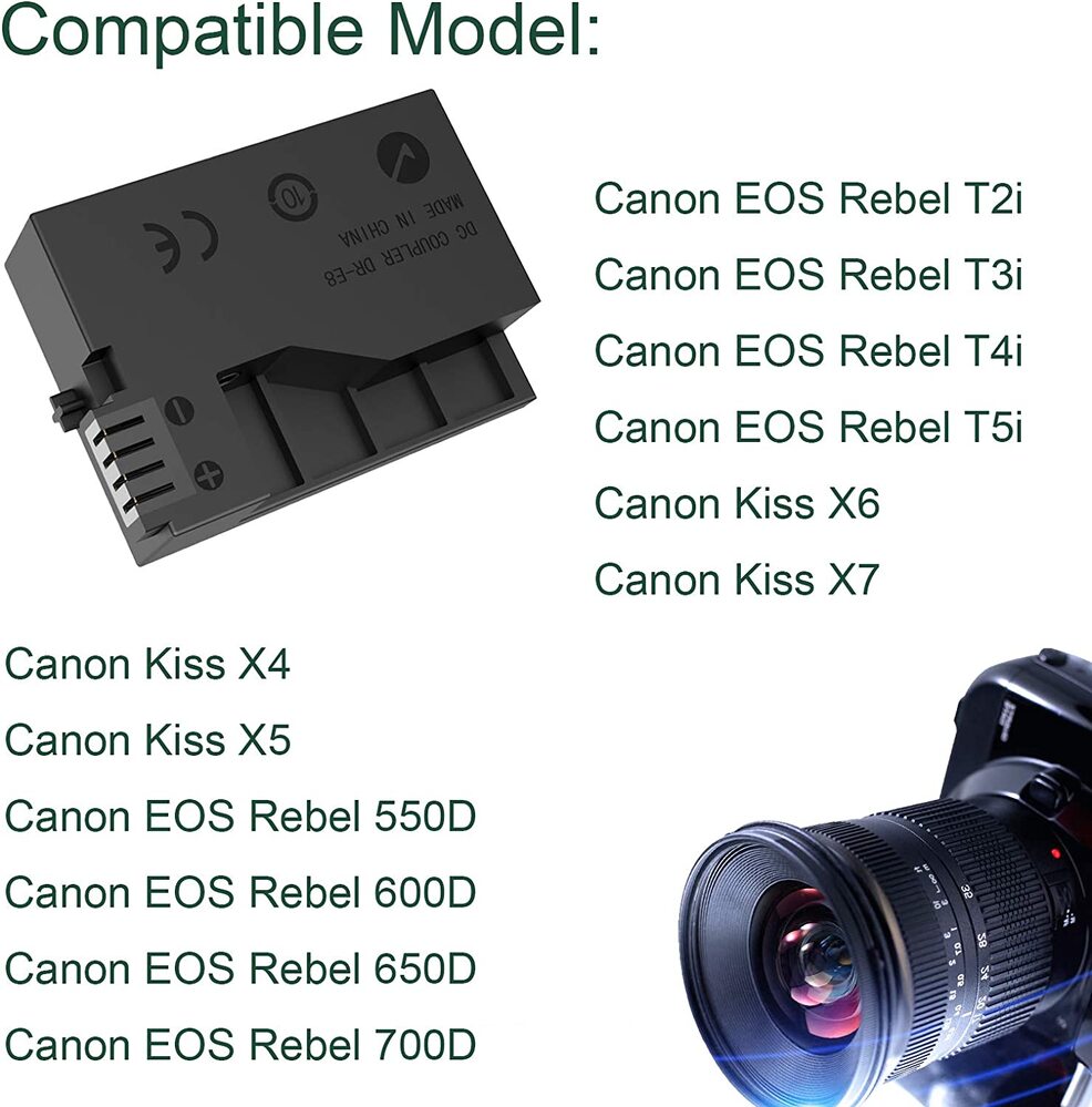MC FOTO Gears Cameras Continues Power Supply System for EOS Rebel T2i, T3i, T4i ,T5i, EOS 550D, 600D, 650D