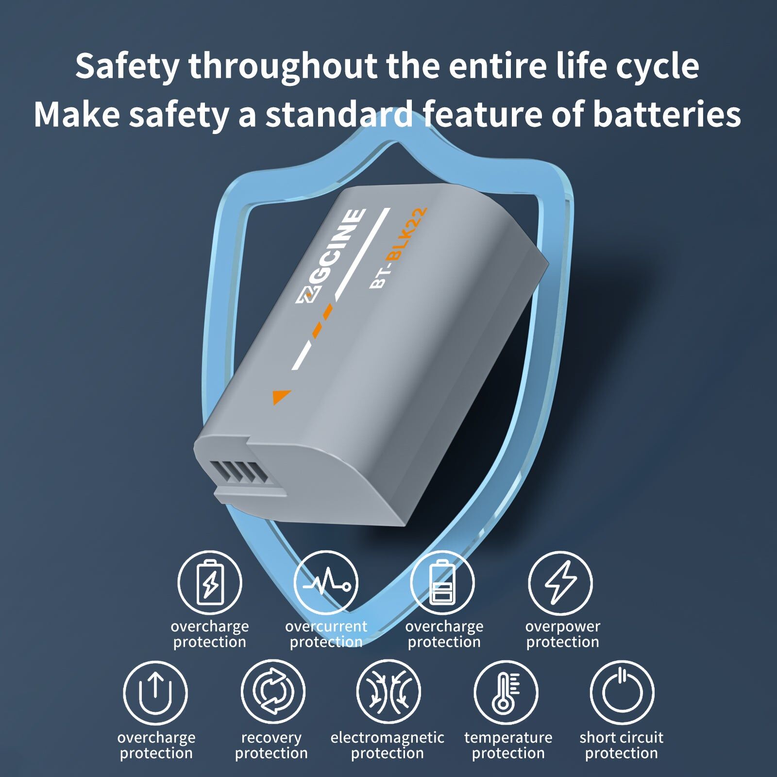 ZGCINE BT-BLK22 Camera Battery for Panasonic LUMIX Camear (2400mAh Grey)
