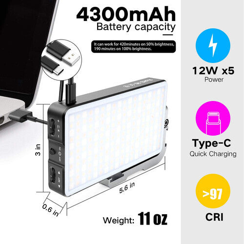 Pixel G3 Pocket RGB Video Light with Integrated Tilt Bracket