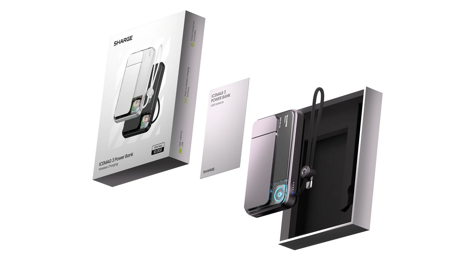 Sharge IceMag 3 Magnetic Power Bank 10000mAh - White
