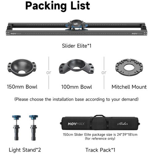 MOVMAX Slider Elite with 100mm Bowl Mount (210cm)
