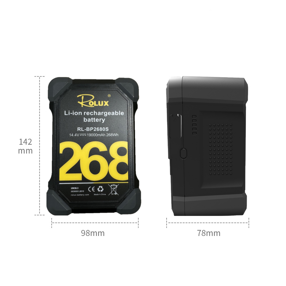 Rolux Heavy Duty 268W Li-ion Battery V-mount