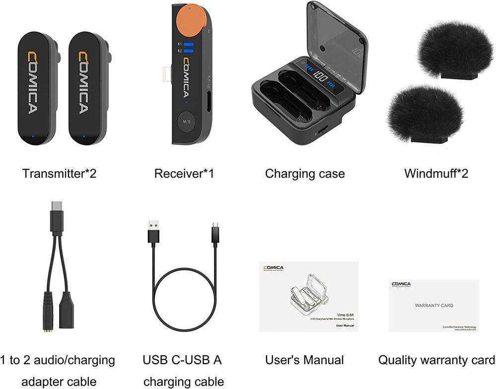 Comica Vimo S Mi 2.4G Dual-channel Mini Wireless Microphone With Lightning for Apple IOS
