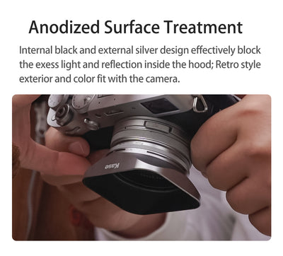 Kase Square Lens Hood for Fujifilm X100VI Series in Silver