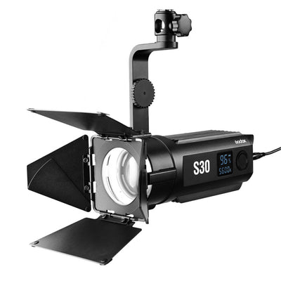 GODOX S30 5600K LED LIGHT WITH  BARN DOOR (Battery Options:F-770 (5200mAh) + Charger)