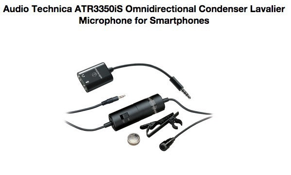 Audio Technica ATR3350iS Omnidirectional Condenser Lavalier Microphone for Smartphones
