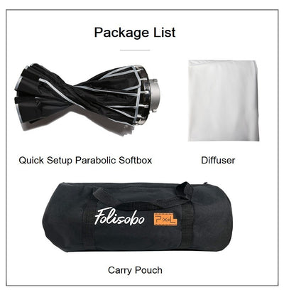 Pixel 60cm Quick Fold Parabolic Softbox F60  (Bowen S-type) with carry bag