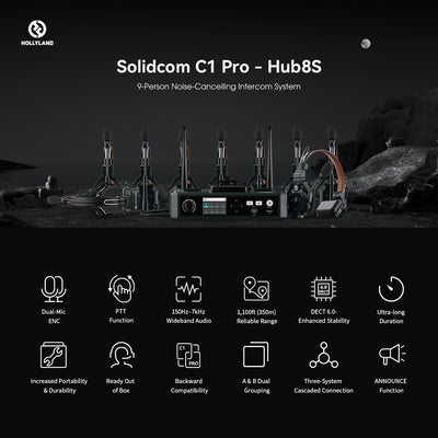 Hollyland Solidcom C1 Pro Wireless Intercom System With Hub - 8S [8 Headsets]