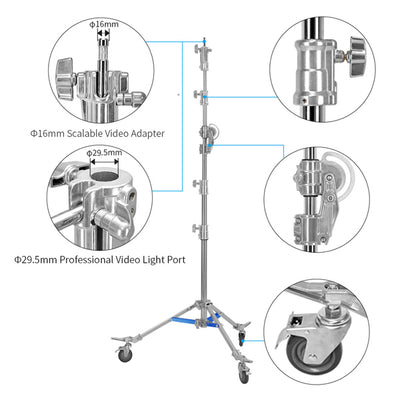 Jinbei M-6 Steel Light Stand With Boom Arm and Wheels