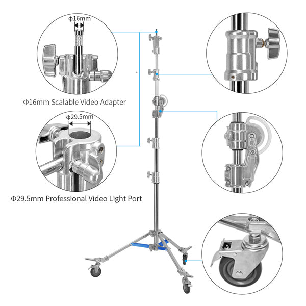 Jinbei M-6 Steel Light Stand With Boom Arm and Wheels