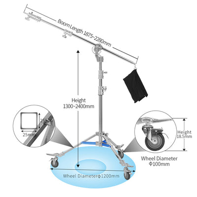 Jinbei M-6 Steel Light Stand With Boom Arm and Wheels