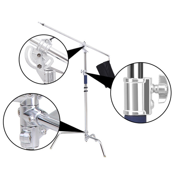 JINBEI 2-IN-1 3 Metre HYBRID STEEL C STAND WITH BOOM ARM MAX LOAD 20KG