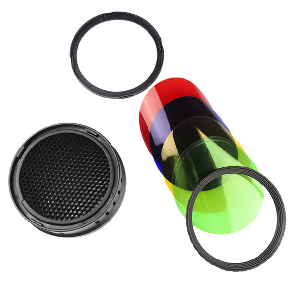 GODOX BD-08 BARNDOOR KIT WITH HONEYCOMB GRID & 4 COLOR FILTERS FOR AD400PRO FLASH