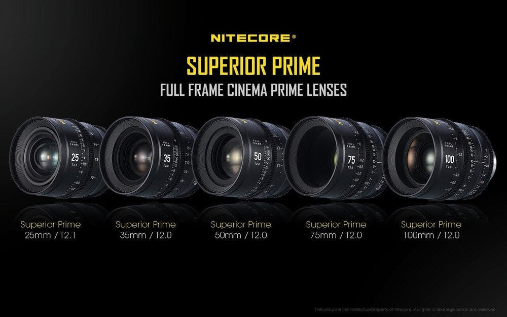 Nitecore Superior Prime Full Frame Prime Cine Lens Set of 5 with PL Mount