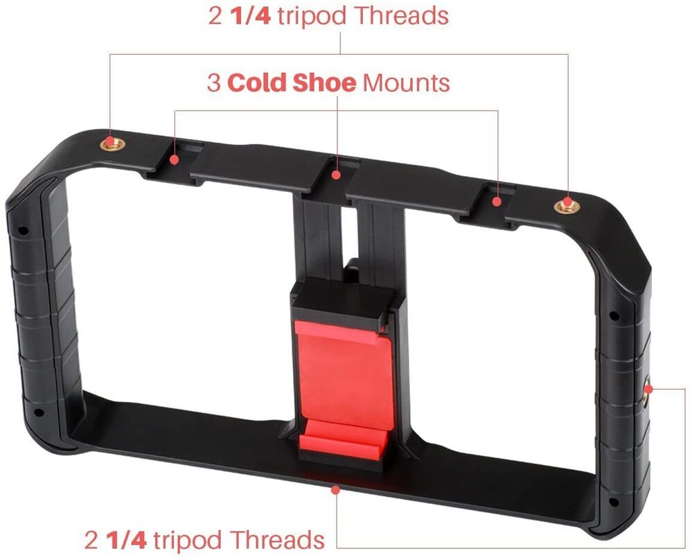 Ulanzi U-Rig Pro Smartphone Video Rig, Video Stabilizer w 1/4 inch Screw Triple Cold Shoe Mount