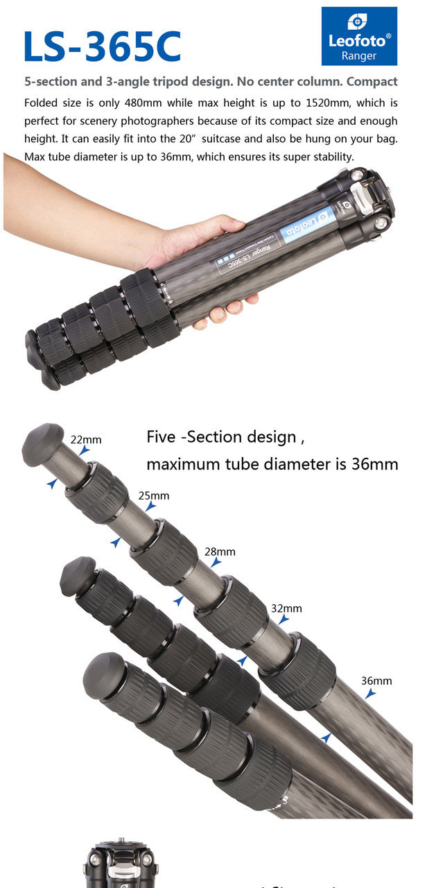 Leofoto Ranger Carbon Fibre Tripod LS-365C