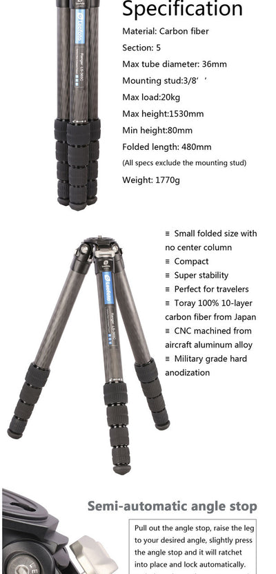 Leofoto Ranger Carbon Fibre Tripod LS-365C