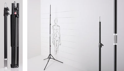 Muraro 220cm Compact Light Stand  with Boom Arm Feature MU01HCA (Made in Italy)