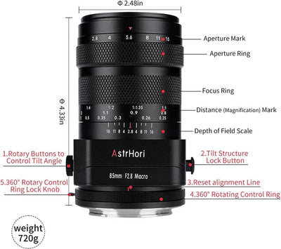 AstrHori 85mm F2.8 Full Frame Tilt Prime Focus Lens [Lens Mount Type: Nikon Z Mount]