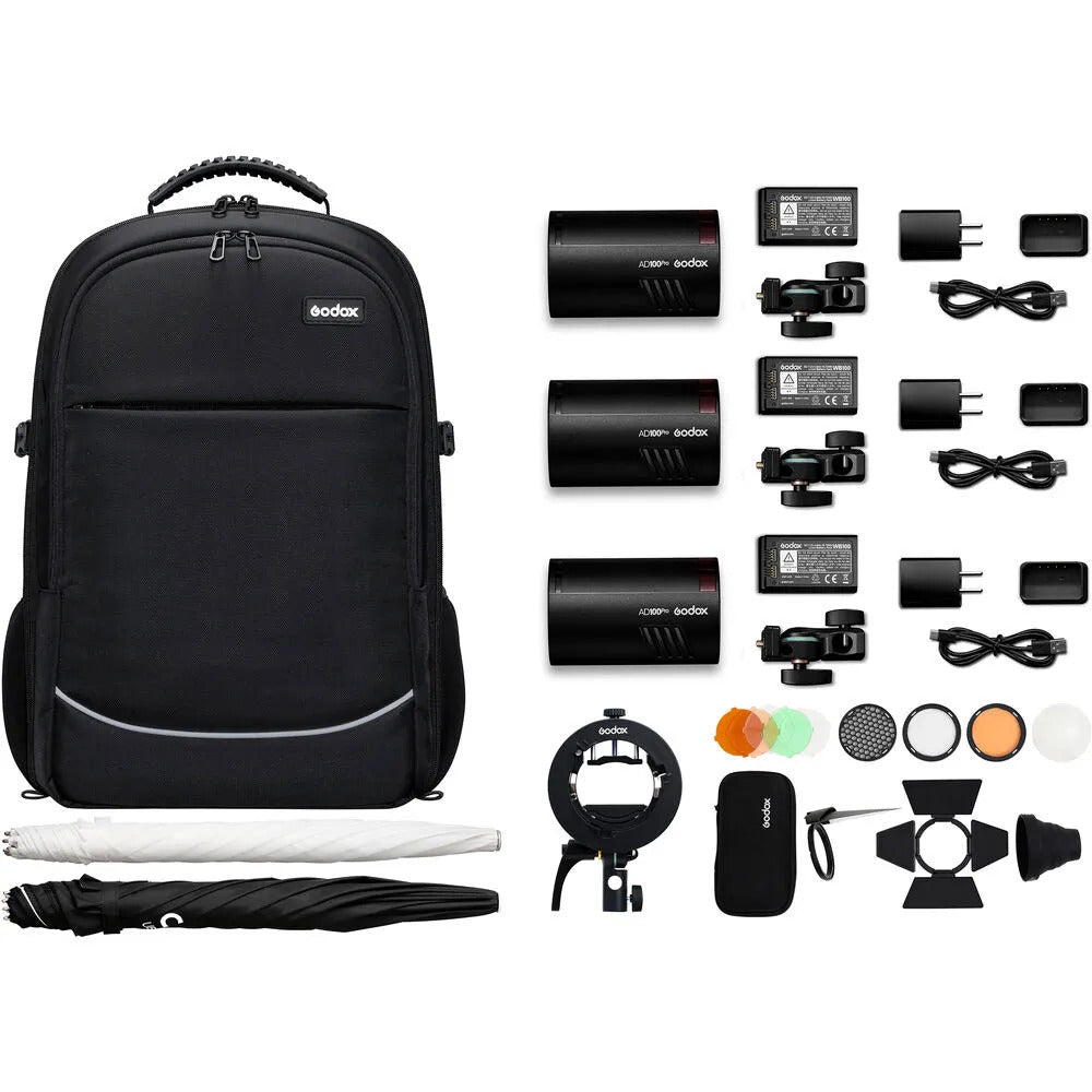 Godox 3 x AD100Pro Portable Lighting Kit
