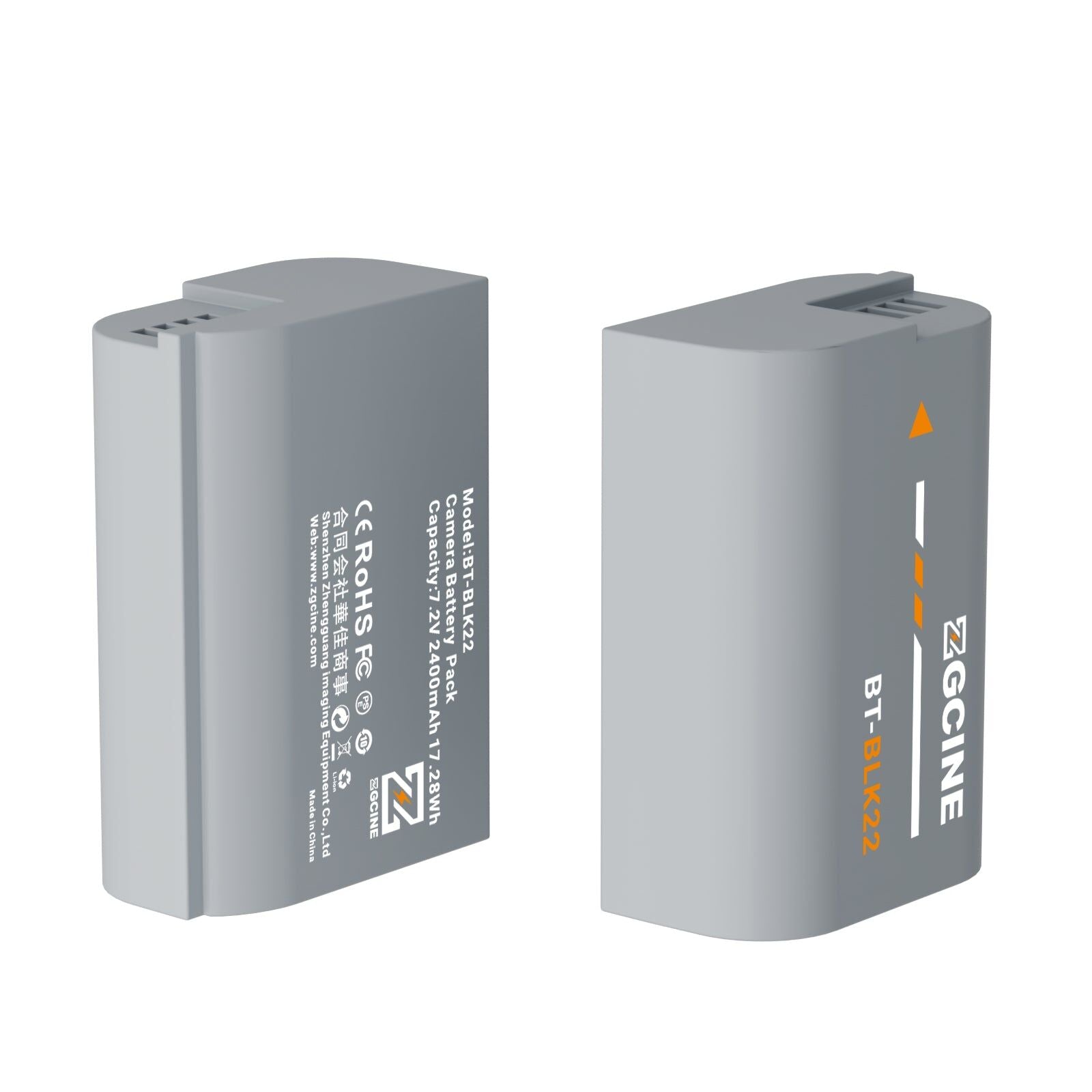 ZGCINE BT-BLK22 Camera Battery for Panasonic LUMIX Camear (2400mAh Grey)