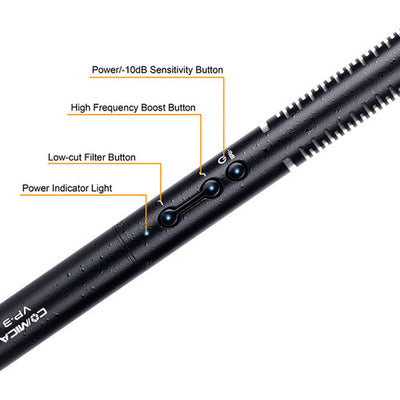 Comica Supercardioid Condenser Shotgun Microphone with Adjustable Sensitivity