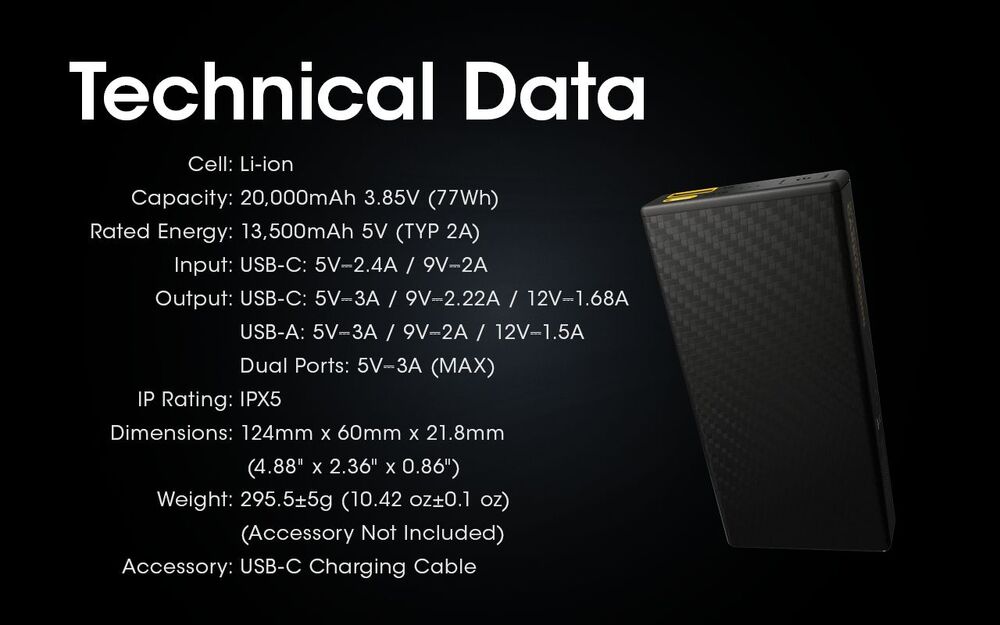 Nitecore Carbo 20000 Light Weight Power Bank (20,000 mAh)