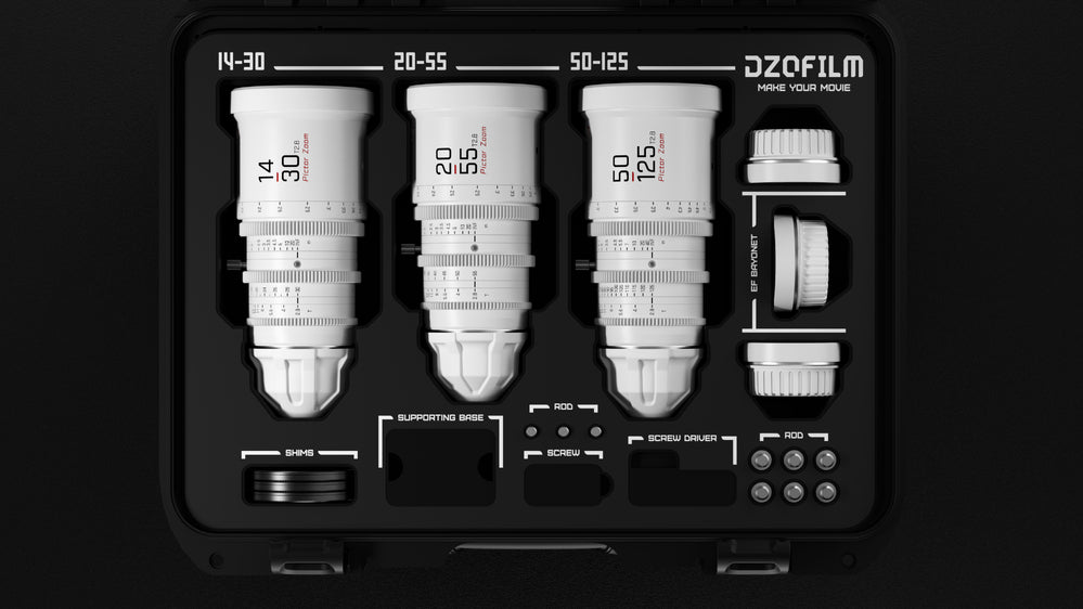 DZOFilm Pictor Super 35 Parfocal Zoom Lens Kit - 15 -30/20-55/50-125mm - White
