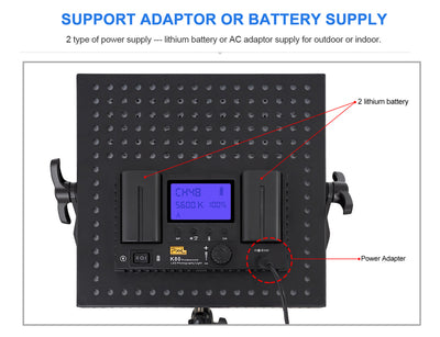 PIXEL Video Led Light K80SP Bi-Color 3000 - 8000K (Power Adaptor Included)