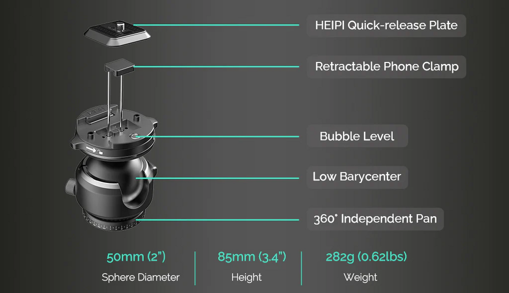 Heipi KF50 2-in-1 Ballhead