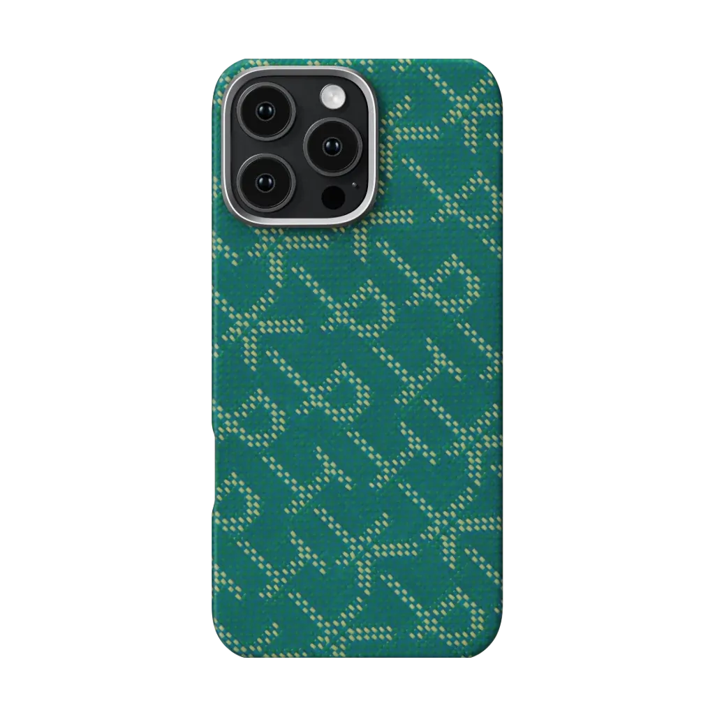 PITAKA Aramid Fibre Ultra-Slim Case for iPhone 16 Pro Max Monogram-Gold/Green