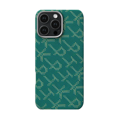 PITAKA Aramid Fibre Ultra-Slim Case for iPhone 16 Pro Max Monogram-Gold/Green
