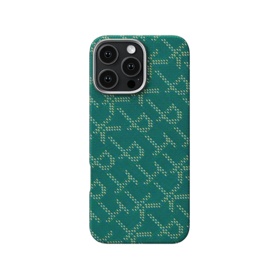 PITAKA Aramid Fibre Ultra-Slim Case for iPhone 16 Pro Monogram-Gold/Green