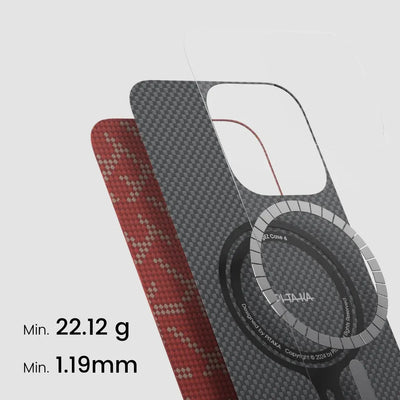 PITAKA Aramid Fibre Ultra-Slim Case for iPhone 16 Pro Max Monogram-Gold/Red