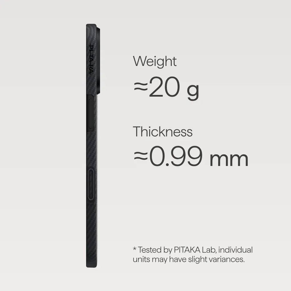 PITAKA Aramid Fibre Ultra-Slim Case for iPhone 17 Black/Grey