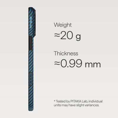 PITAKA Aramid Fibre Ultra-Slim Case for iPhone 17 Pro Max Black/Blue