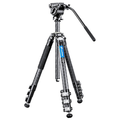 Leofoto Manba Series LV-284C+BV5 Carbon Fiber Video Tripod Kit with Flip Lock