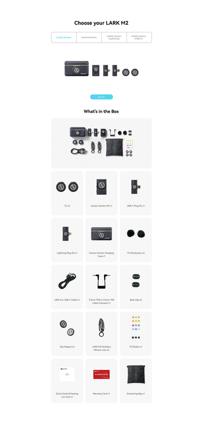 Hollyland Lark M2 Combo Kit for Camera, Android and Apple IOS