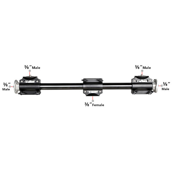 MC FOTO Dual Mount 60cm Cross Bar with 2 clamps