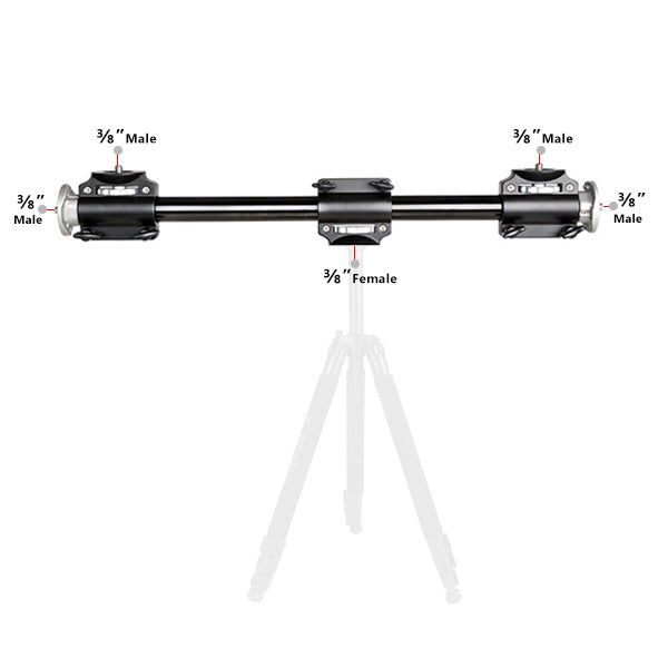 MC FOTO Dual Mount 60cm Cross Bar with 2 clamps