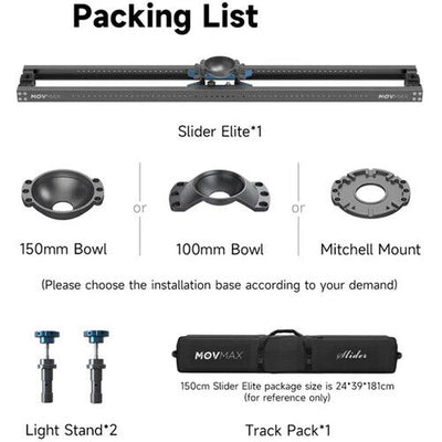 MOVMAX Slider Elite with 100mm Bowl Mount (180cm)