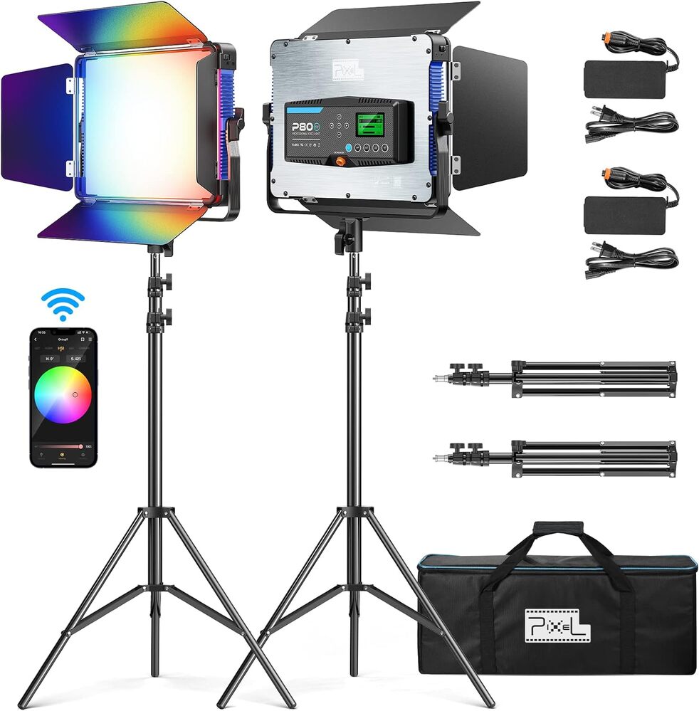 Pixel P80 RGB LED Panel 2 x Light Kit
