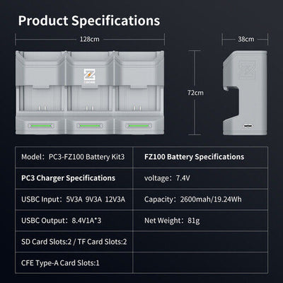 ZGCINE PC3-FZ100 Kit with 3 Batteries and Charging Station